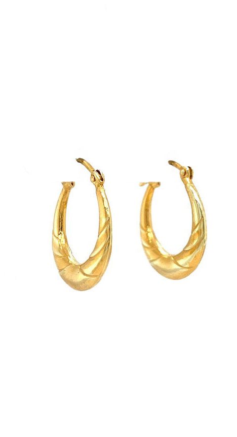 Vintage 14K Gold Fancy Hoop Earrings